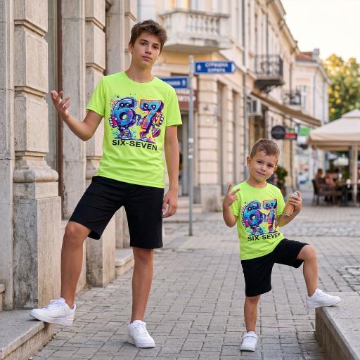 Комплект тениска и бермуди SIX SEVEN в резеда