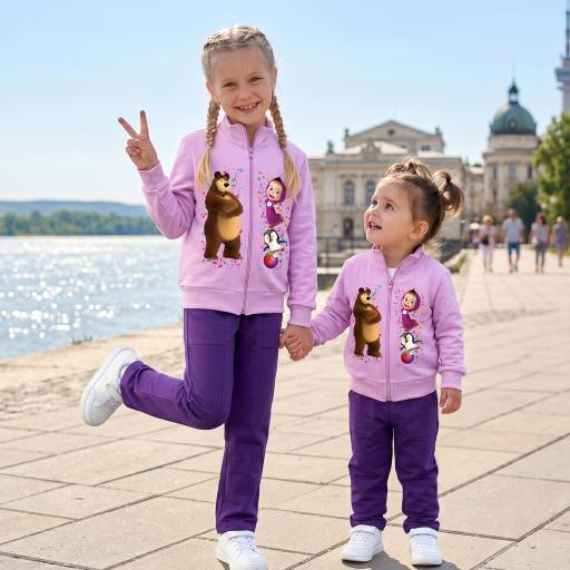 Комплект плътен 2 части (с/д) Маша и Мечока с топка виолетово