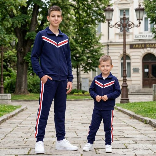 Комплект 2 части (с/д) в тъмно синьо (бчб) с 3 канта