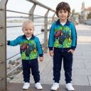 Комплект плътен суичър и долнище Пламъчко в морскосиньо