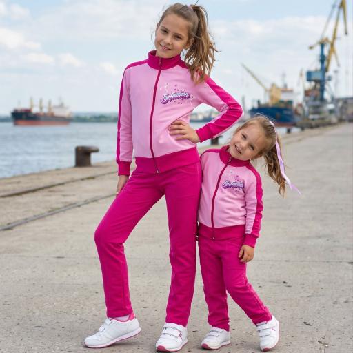 Комплект плътен суичър и панталон с Тop Fashion в розово