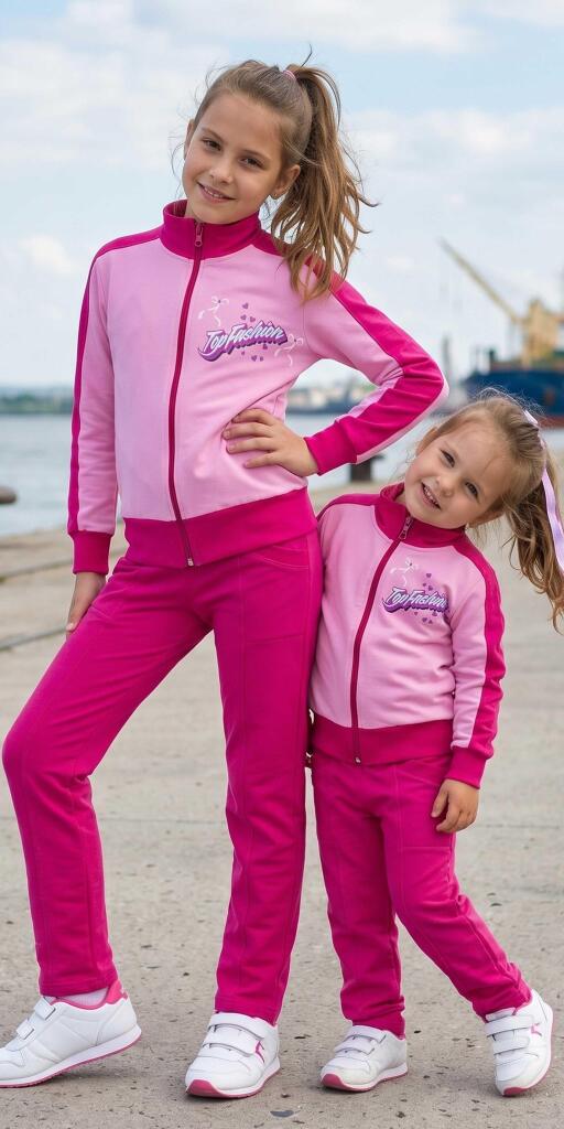 Комплект плътен суичър и панталон с Тop Fashion в розово