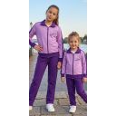 Комплект плътен суичър и панталон Top Fashion розово - виолетово