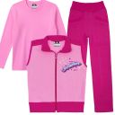 Комплект плътен елек, блуза, панталон Top Fashion розово