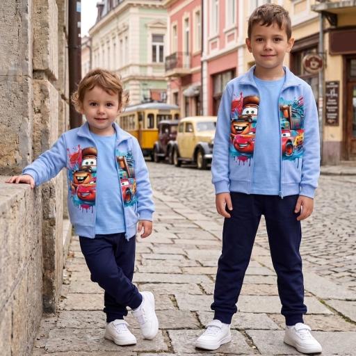 Комплект плътен 3 части (с/б/д) Маккуин в синьо