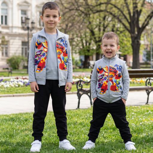 Комплект плътен 3 части (б/е/д) Пламъчко в сиво