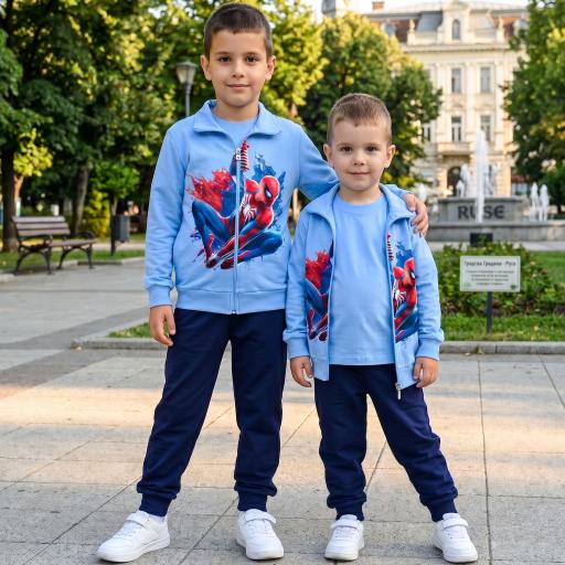 Комплект плътен 3 части (с/б/д) Спайдърмен в синьо