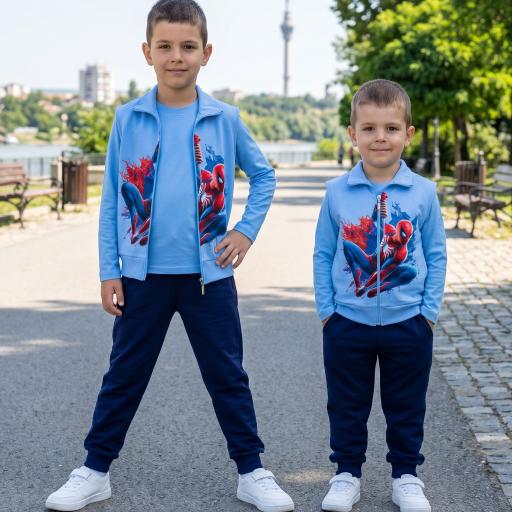 Комплект плътен 3 части (б/е/д) Спайдърмен в синьо