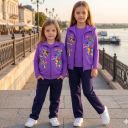 Комплект плътен 3 части (б/е/д) цветя в виолетово