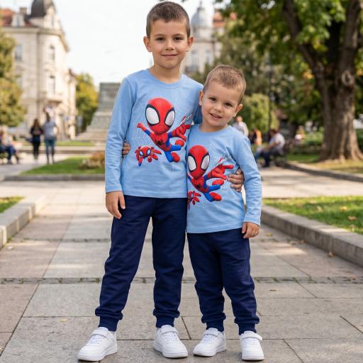 Комплект тънък 2 части (б/д) Спайди в синьо