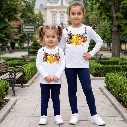 Комплект тънък 2 части (б/к) Цар Лъв в бяло