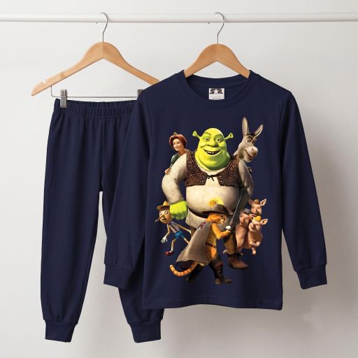 Комплект тънък 2 части (б/д) Шрек в тъмносиньо