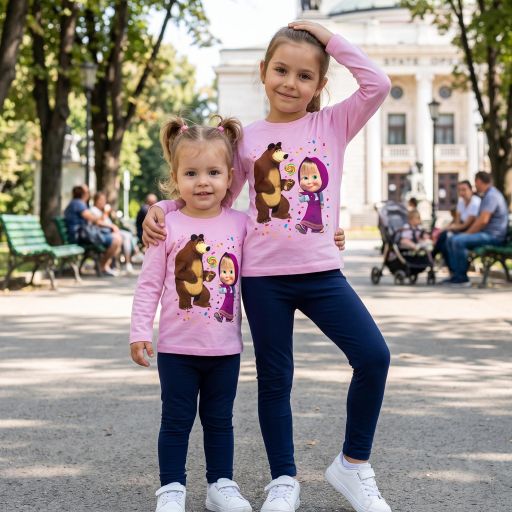 Комплект 2 части (б/к) Маша и Мечока в розово