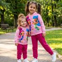 Комплект дебела вата суичър и долнище Искрица и Сияйница в розово