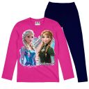 Детски комплект Frozen Style – блуза с Елза и Анна и клин в циклама цвят.