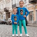 Комплект 2 части (б/к) Коте с пеперуди в кралско синьо