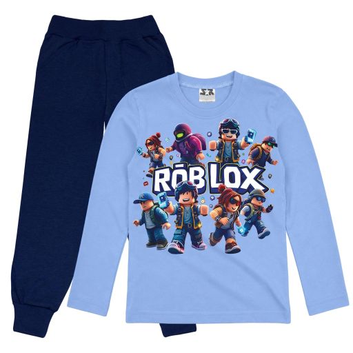 Синя блуза с Roblox герои и универсално долнище