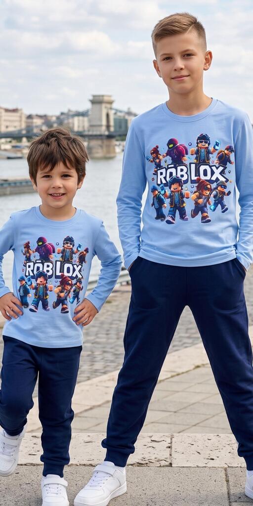 Синя блуза с Roblox герои и универсално долнище