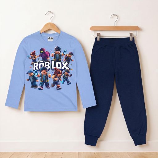 Синя блуза с Roblox герои и универсално долнище