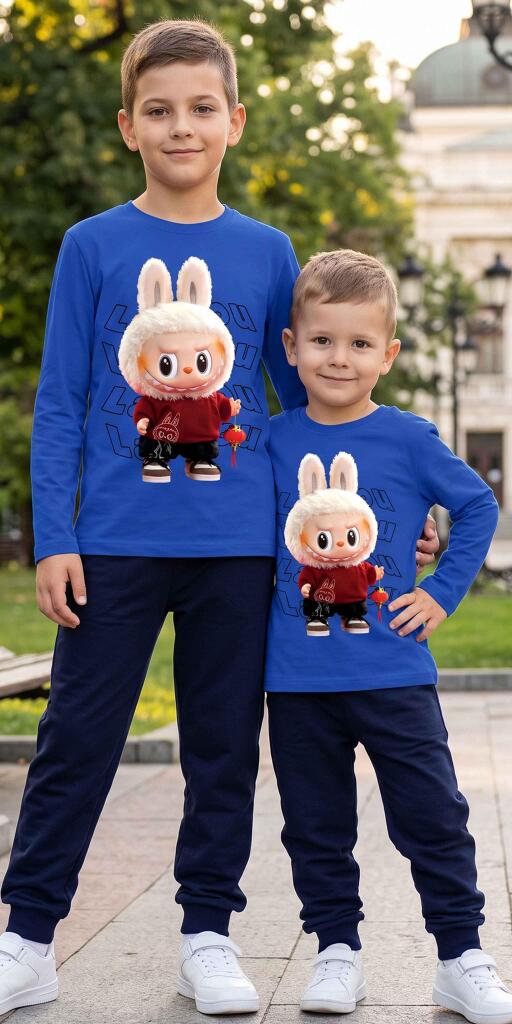 Комплект тънък 2 части (б/д) Лабубу в мастиленосиньо