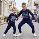 Комплект тънък 2 части (б/д) Супер Соник  в тъмносиньо