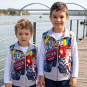 Детски плътен елек Пламъчко в сиво