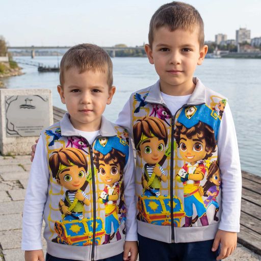 Детски плътен елек Ай Ай Сантяго в сиво