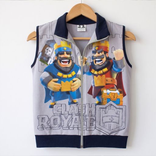 Плътен елек за момче с Clash Royale в сиво