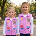 Детски плътен елек Пепа Прасето във виолетово