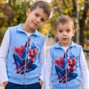 Детски плътен елек Спайдърмен в синьо