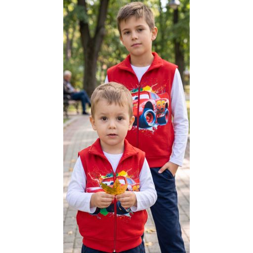 Плътен елек за момче с Маккуин в червено