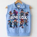 Син плътен детски елек с Roblox