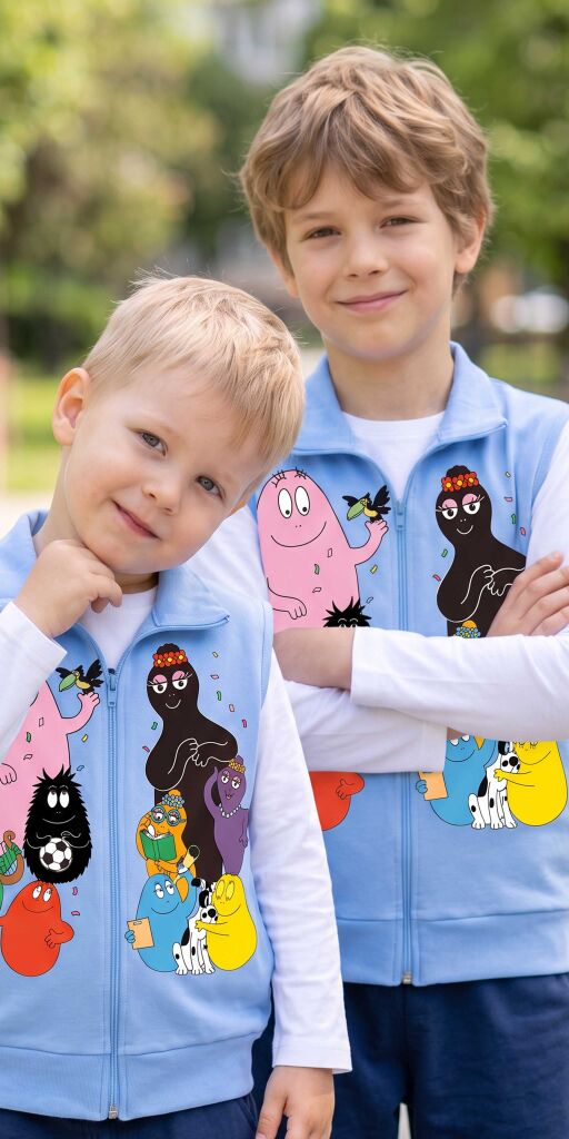 Син детски елек с любимите Барбарони