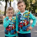 Суичър с дебела вата Пламъчко за момче в цвят мента