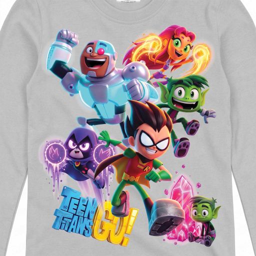 Детска блуза с герои от Teen Titans Go в сиво