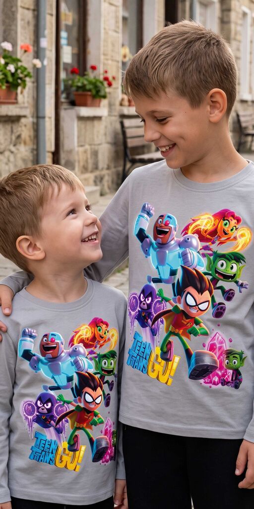 Детска блуза Teen Titans Go с дълъг ръкав в сив цвят
