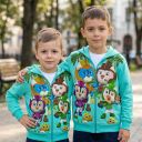 Детски суичър с дълъг ръкав от дебела вата Топ Кадети в цвят мента