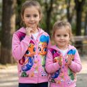Детски топъл суичър Искрица и Сияйница от дебела вата в розово