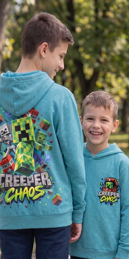 Детска блуза с качулка и Minecraft Creeper Chaos за малки геймъри