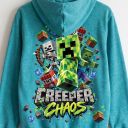 Тюркоазена детска блуза Minecraft с атрактивен геймърски дизайн