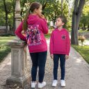 Детски комплект с розов плътен суичър с качулка и тъмен клин JUNRX