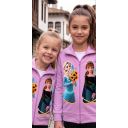 Детски плътен суичър Замръзналото кралство с дълъг ръкав във виолетово