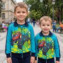 Морскосин детски суичър с дълъг ръкав с Пламъчко