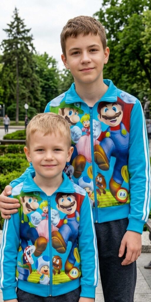 Детски суичър с дълъг ръкав Супер Марио в наситеносиньо