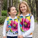 Детски бял суичър с цветя за ежедневието