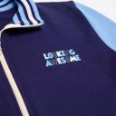 Момчешки суичър с цип в тъмносиньо със светлосини ръкави