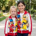 Детски суичър с дълъг ръкав Калинката в екрю и червено