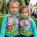 Момичешки плътен суичър Пепа прасето в ментов цвят
