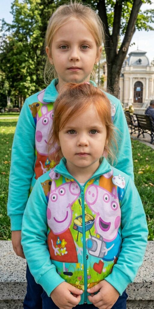 Детски суичър с дълъг ръкав Пепа прасето в мента