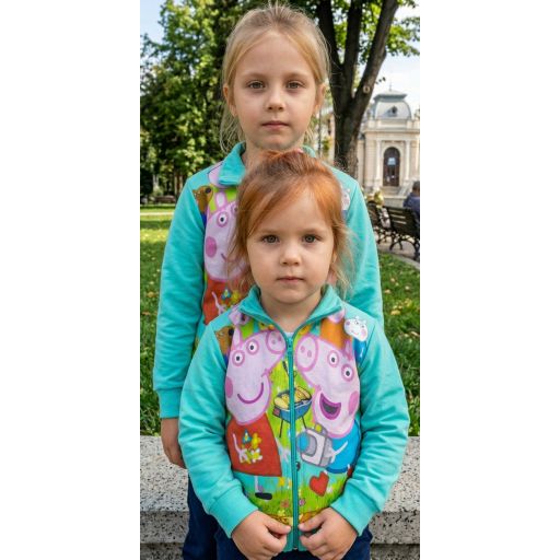 Детски суичър с дълъг ръкав Пепа прасето в мента